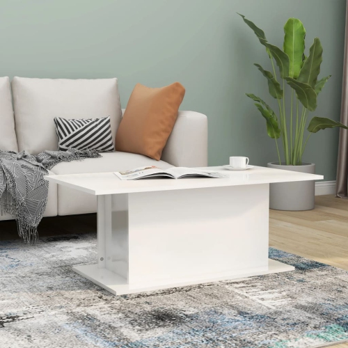vidaXL Coffee Table High Gloss White 102x55.5x40 cm Engineered Wood