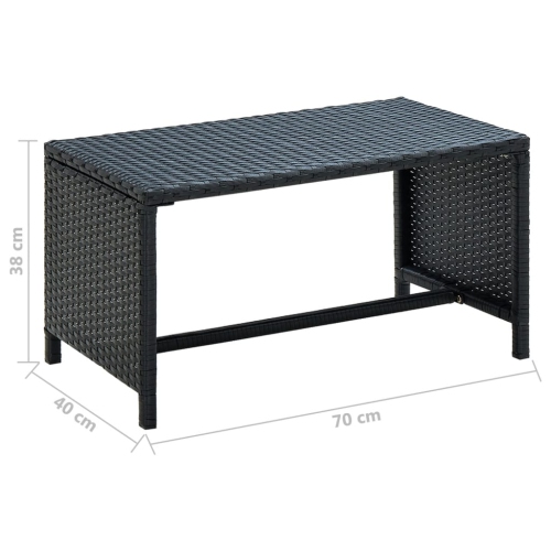 vidaXL Coffee Table Black 70x40x38 cm Poly Rattan