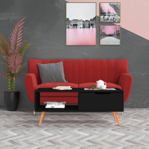 vidaXL Coffee Table Black 100x49.5x43 cm Engineered Wood