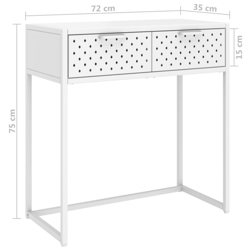vidaXL Console Table White 72x35x75 cm Steel
