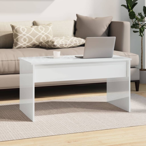 vidaXL Coffee Table High Gloss White 102x50.5x52.5 cm Engineered Wood