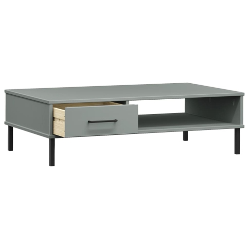vidaXL Coffee Table with Metal Legs Grey Solid Wood Pine OSLO