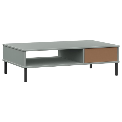 vidaXL Coffee Table with Metal Legs Grey Solid Wood Pine OSLO