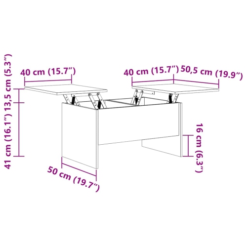 vidaXL Coffee Table Smoked Oak 80x50x42.5 cm Engineered Wood
