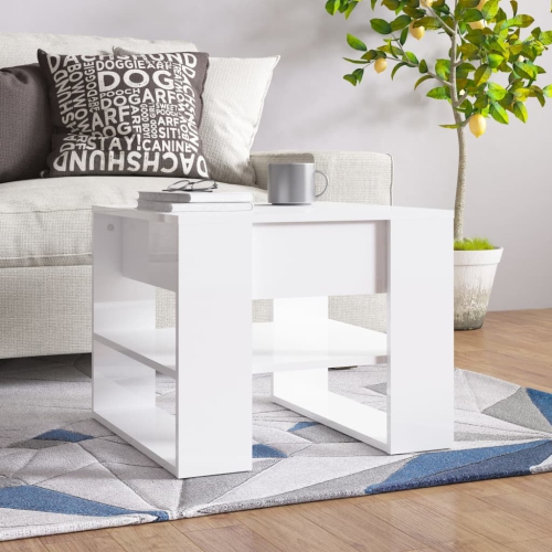vidaXL Coffee Table High Gloss White 55.5x55x45 cm Engineered Wood