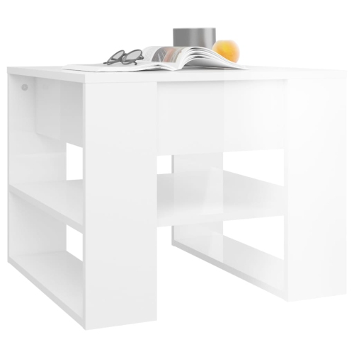 vidaXL Coffee Table High Gloss White 55.5x55x45 cm Engineered Wood