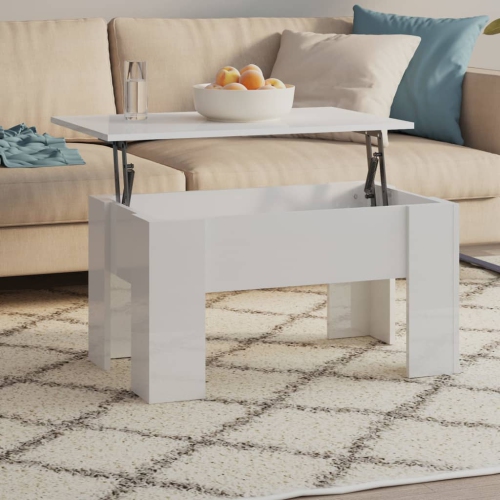 vidaXL Coffee Table High Gloss White 79x49x41 cm Engineered Wood