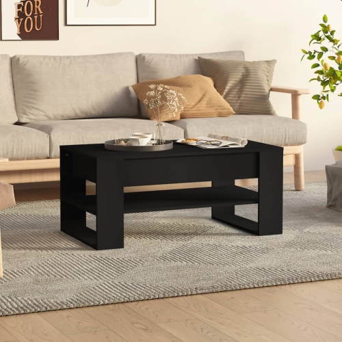 Table basse en bois d'ingénierie noir 102x55x45 cm de vidaXL