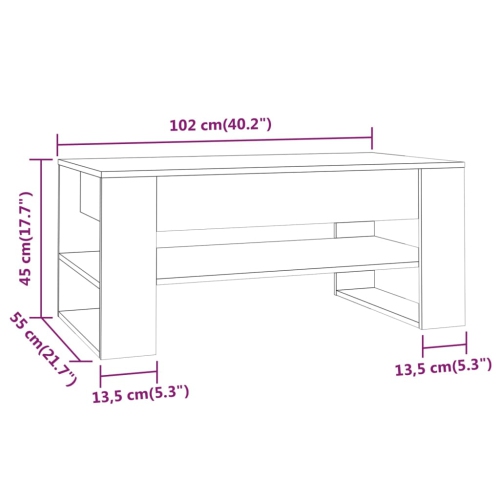 vidaXL Coffee Table White 102x55x45 cm Engineered Wood