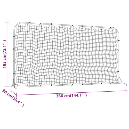 vidaXL Football Rebounder Net Black 366x90x183 cm HDPE