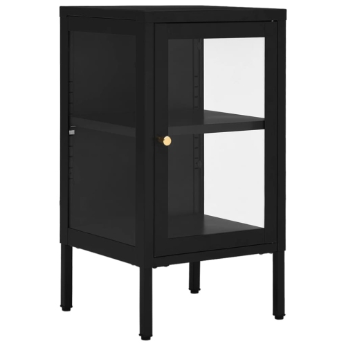 vidaXL Sideboard Black 38x35x70 cm Steel and Glass