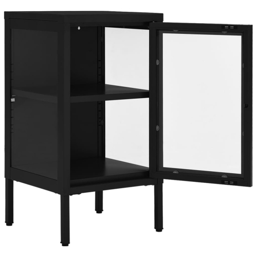 vidaXL Sideboard Black 38x35x70 cm Steel and Glass