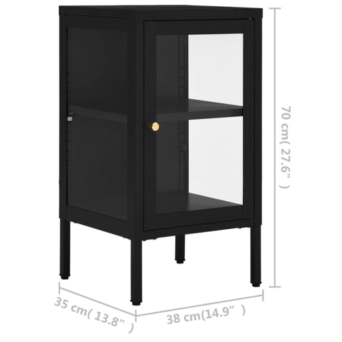 vidaXL Sideboard Black 38x35x70 cm Steel and Glass