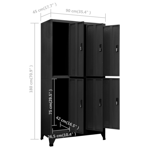 vidaXL Locker Cabinet Anthracite 90x45x180 cm Steel