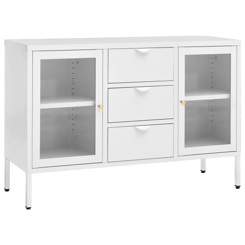 vidaXL Sideboard White 105x35x70 cm Steel and Tempered Glass