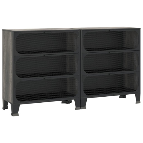 vidaXL Storage Cabinets 2 pcs Grey 72x36x82 cm Metal and MDF