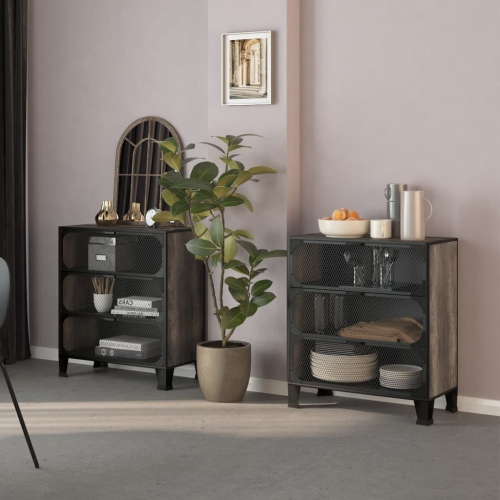 vidaXL Storage Cabinets 2 pcs Grey 72x36x82 cm Metal and MDF