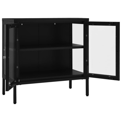 vidaXL Sideboard Black 70x35x70 cm Steel and Glass