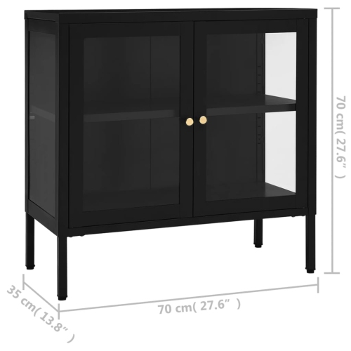 vidaXL Sideboard Black 70x35x70 cm Steel and Glass