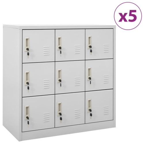 VIDAXL  Locker Cabinets 5 PCs Light Grey 90X45X92.5 Cm Steel