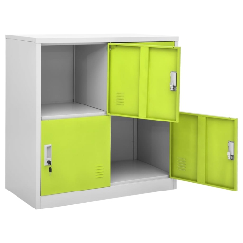 vidaXL Locker Cabinets 2 pcs Light Grey and Green 90x45x92.5 cm Steel