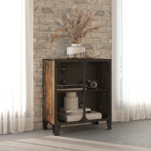 vidaXL Storage Cabinet Rustic Brown 72x36x82 cm Metal and MDF
