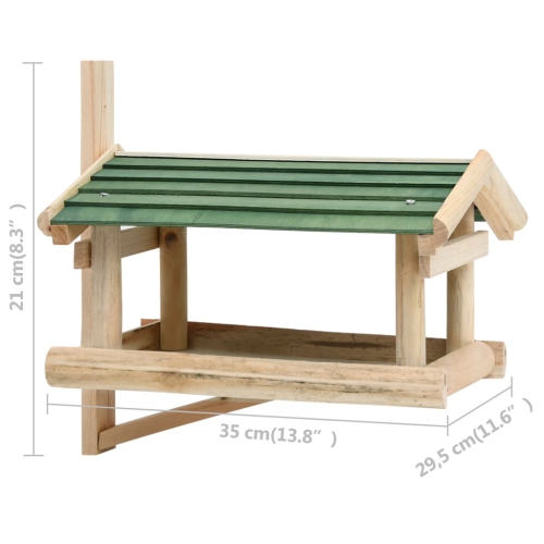 VidaXL mangeoire pour oiseaux en bois massif 35 x 29,5 x 21 cm