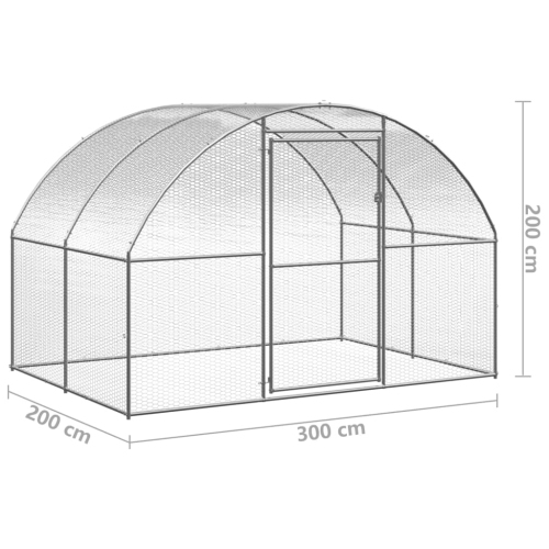 vidaXL Outdoor Chicken Coop 3x2x2 m Galvanised Steel