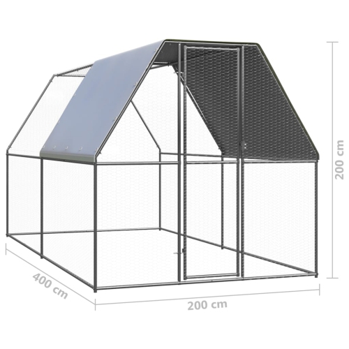vidaXL Outdoor Chicken Cage 2x4x2 m Galvanised Steel