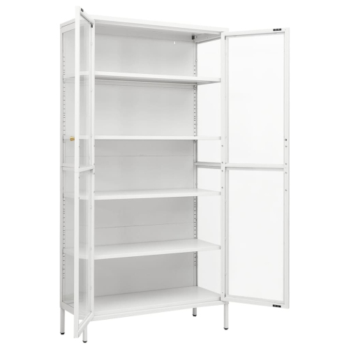 vidaXL Display Cabinet White 90x40x180 cm Steel and Tempered Glass