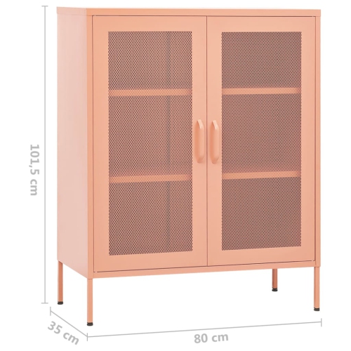 vidaXL Storage Cabinet Pink 80x35x101.5 cm Steel