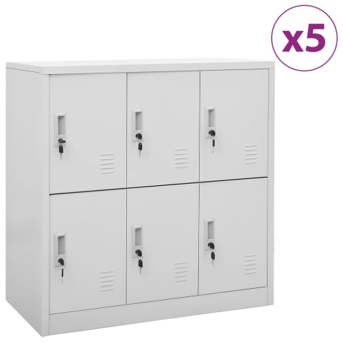 VIDAXL  Locker Cabinets 5 PCs Light Grey 90X45X92.5 Cm Steel