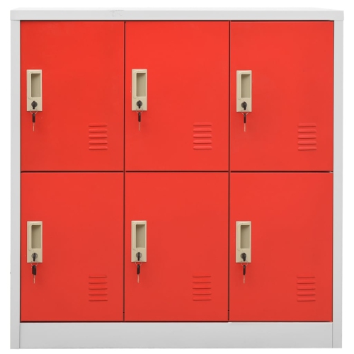 vidaXL Locker Cabinets 2 pcs Light Grey and Red 90x45x92.5 cm Steel