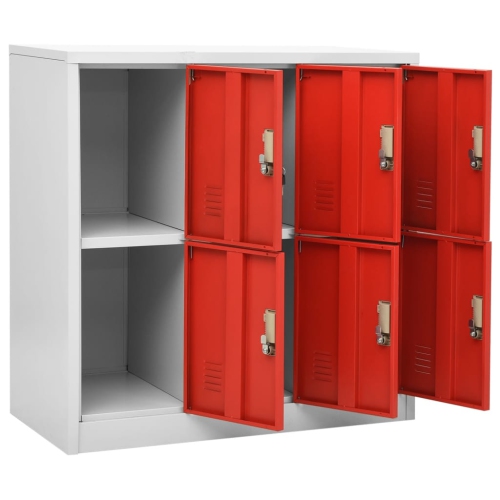 vidaXL Locker Cabinets 2 pcs Light Grey and Red 90x45x92.5 cm Steel
