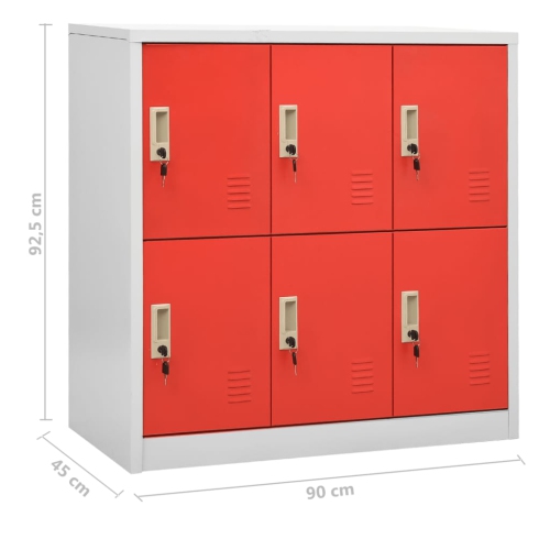 vidaXL Locker Cabinets 2 pcs Light Grey and Red 90x45x92.5 cm Steel