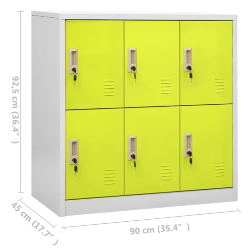 vidaXL Locker Cabinet Light Grey and Green 90x45x92.5 cm Steel