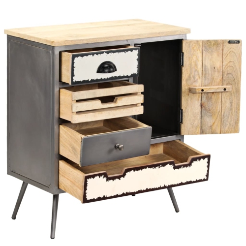 vidaXL Sideboard Solid Mango Wood and Steel 65x33x76 cm