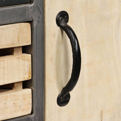 vidaXL Sideboard Solid Mango Wood and Steel 65x33x76 cm