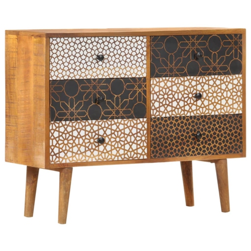VIDAXL  Sideboard With Printed Pattern 90X30X70 Cm Solid Wood In Mango