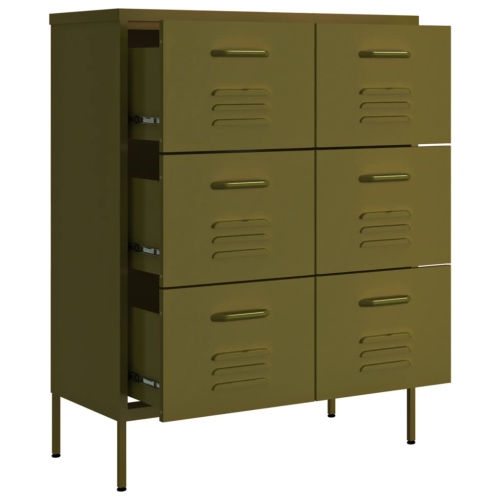 vidaXL Drawer Cabinet Olive Green 80x35x101.5 cm Steel