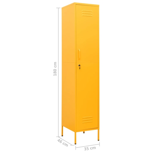 vidaXL Locker Cabinet Mustard Yellow 35x46x180 cm Steel