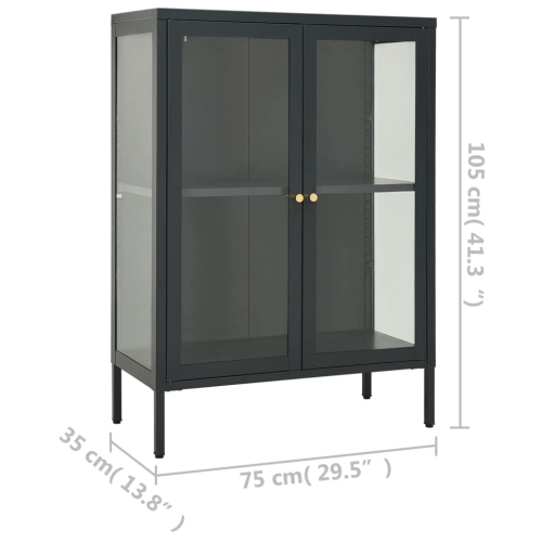 vidaXL Sideboard Anthracite 75x35x105 cm Steel and Glass