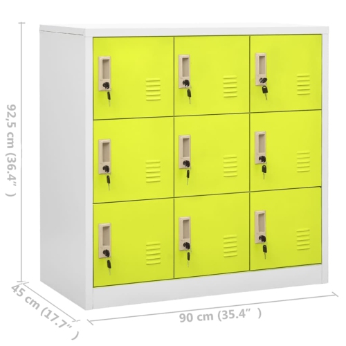 vidaXL Locker Cabinet Light Grey and Green 90x45x92.5 cm Steel
