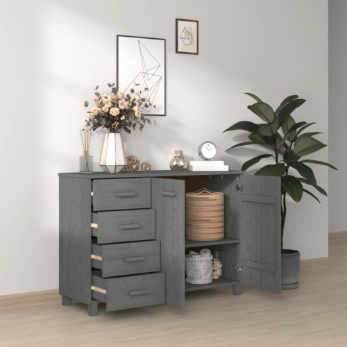 vidaXL Sideboard HAMAR Dark Grey 113x40x80 cm Solid Wood Pine