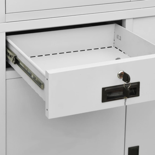 Armoire de bureau vidaXL gris clair 90 x 40 x 40 x 180 cm acier et verre trempé