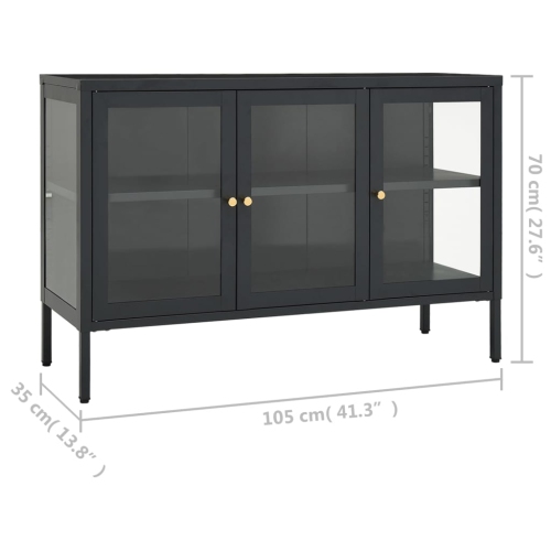 vidaXL Sideboard Anthracite 105x35x70 cm Steel and Glass