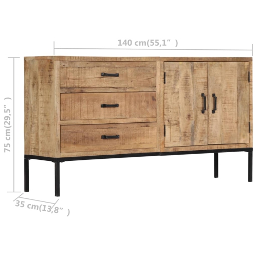 vidaXL Sideboard 140x35x75 cm Solid Mango Wood
