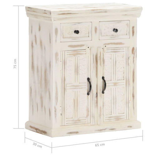 vidaXL Sideboard White 65x30x75 cm Solid Mango Wood