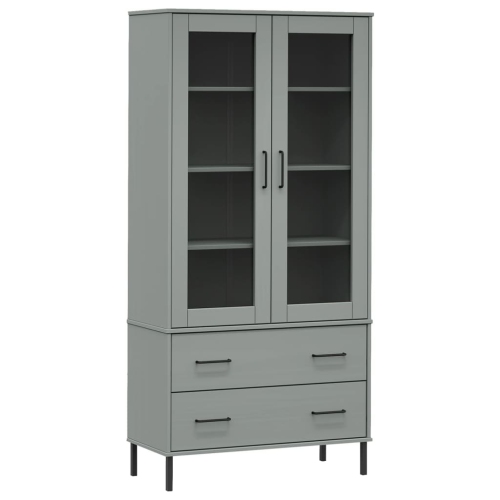 VIDAXL  Bookcase With Metal Legs Grey 85X35X172.5 Cm Solid Wood Oslo