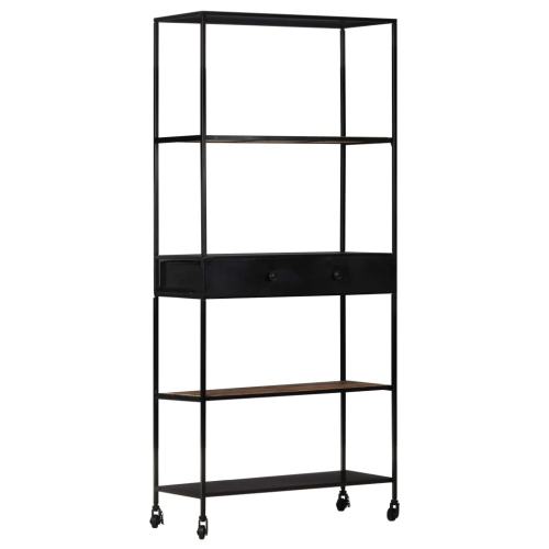 VIDAXL  Book Cabinet 80X35X180 Cm Rough Wood & Iron In Mango